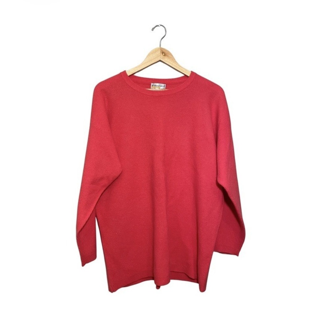 INTERIM Lambswool Angora Rabbit Hair Sweater Women's Large‎ Crew Pink